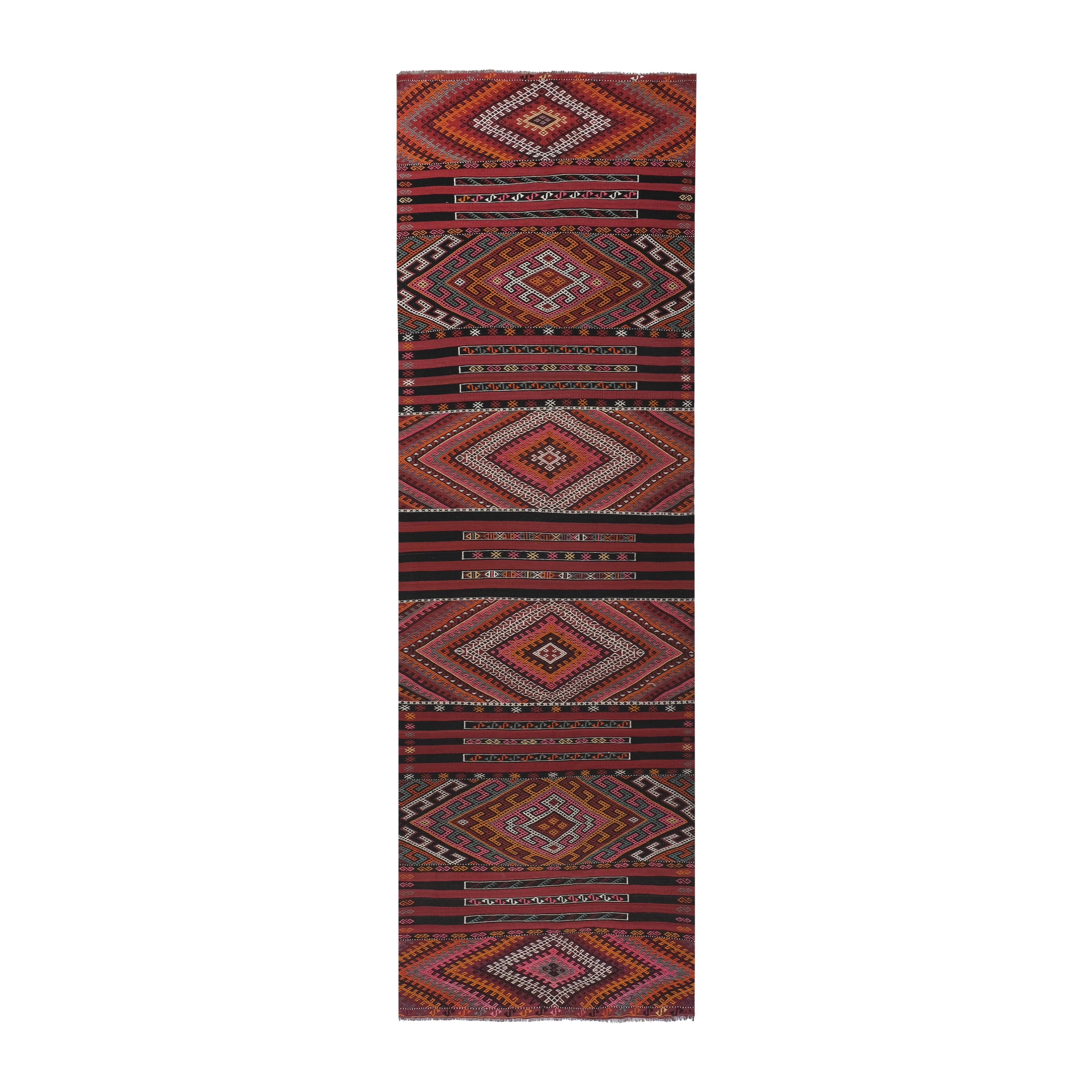 Vintage Turkish Kilim Runner 4'8'' x 14'7''