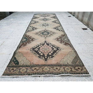 Vintage Turkish Anatolian Oushak Runner 3'8'' x 12'8''