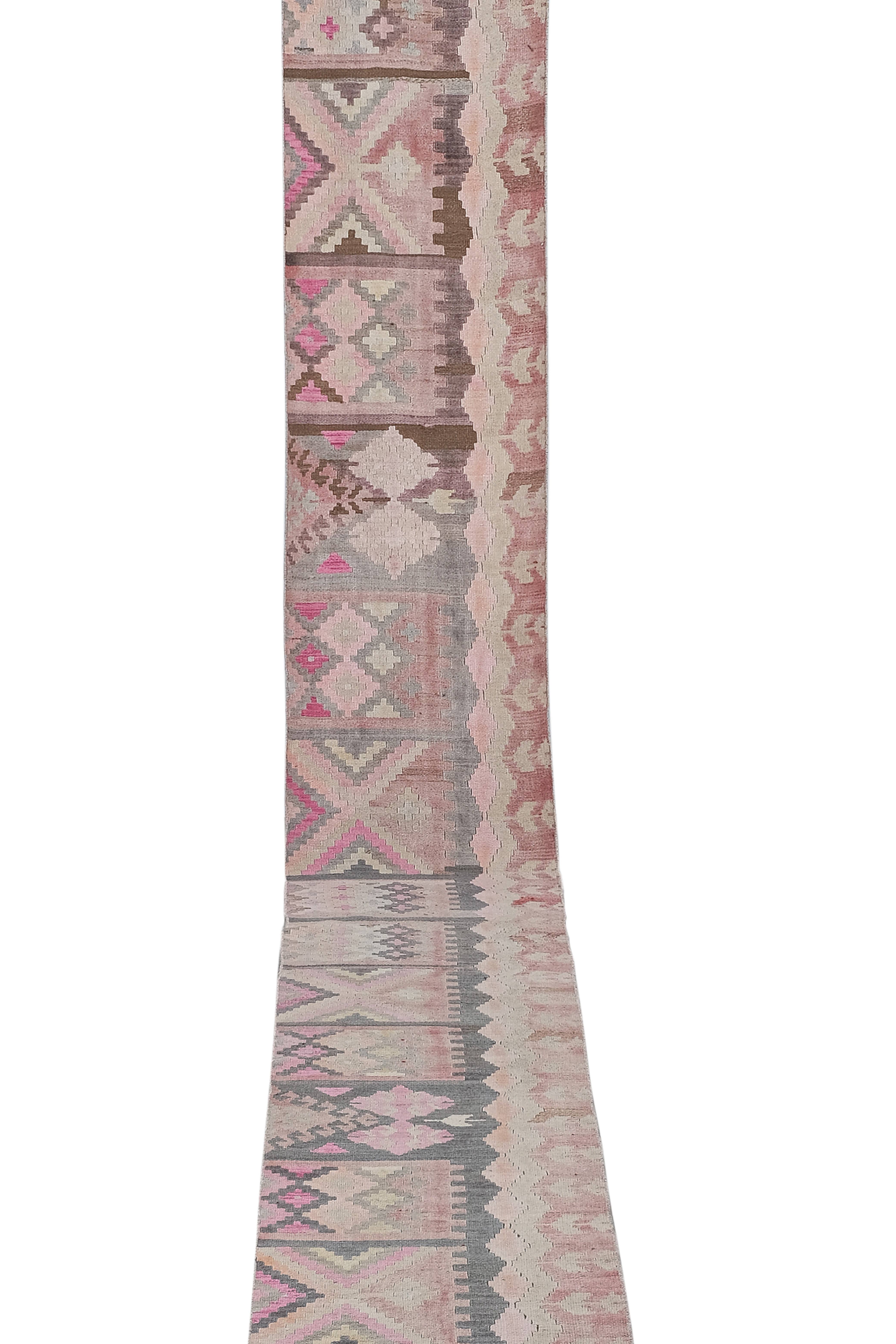 Vintage Turkish Kilim Runner 2'5'' x 22'6''