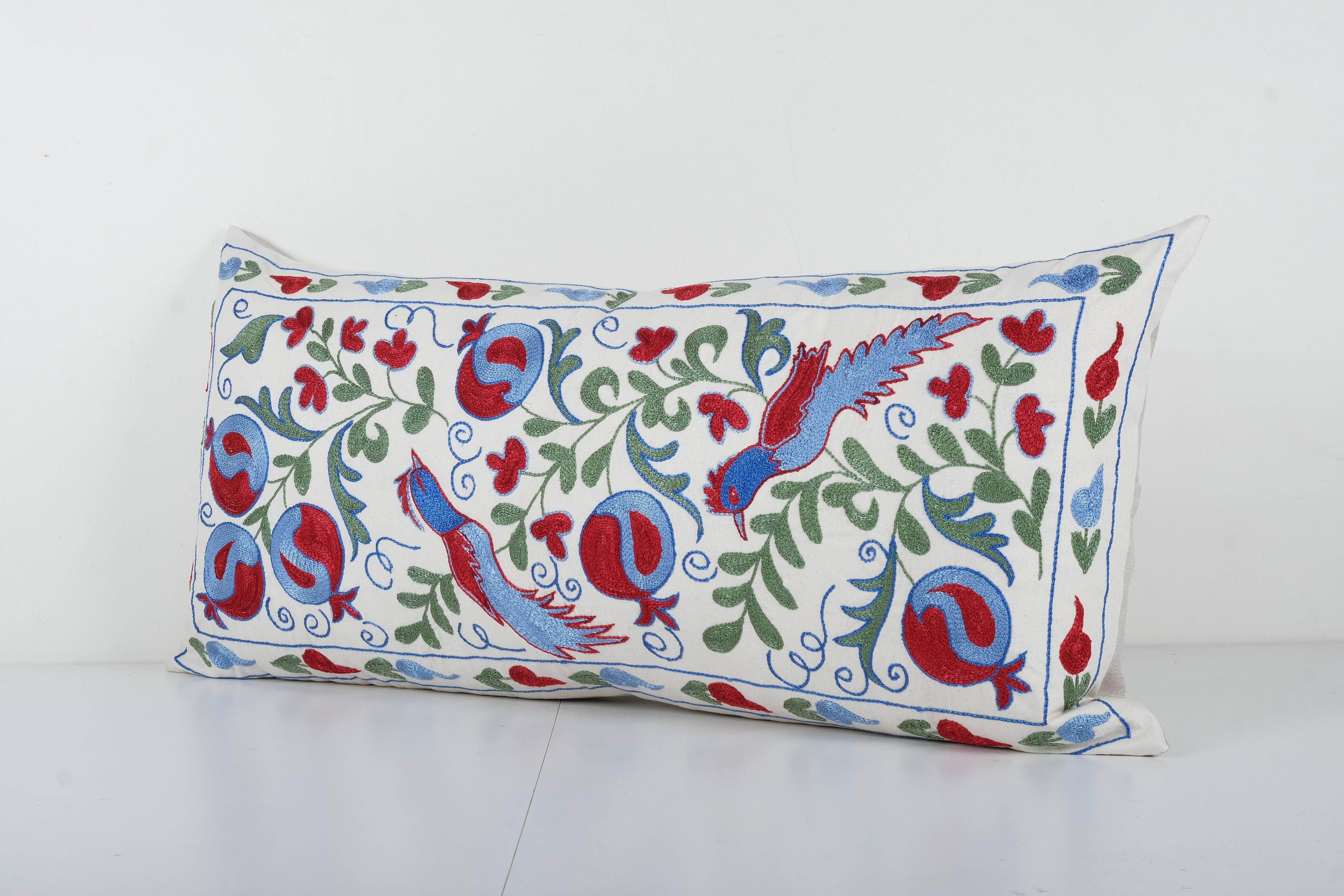 Bird Suzani Bedding Pillow Cover | 18'' x 38''