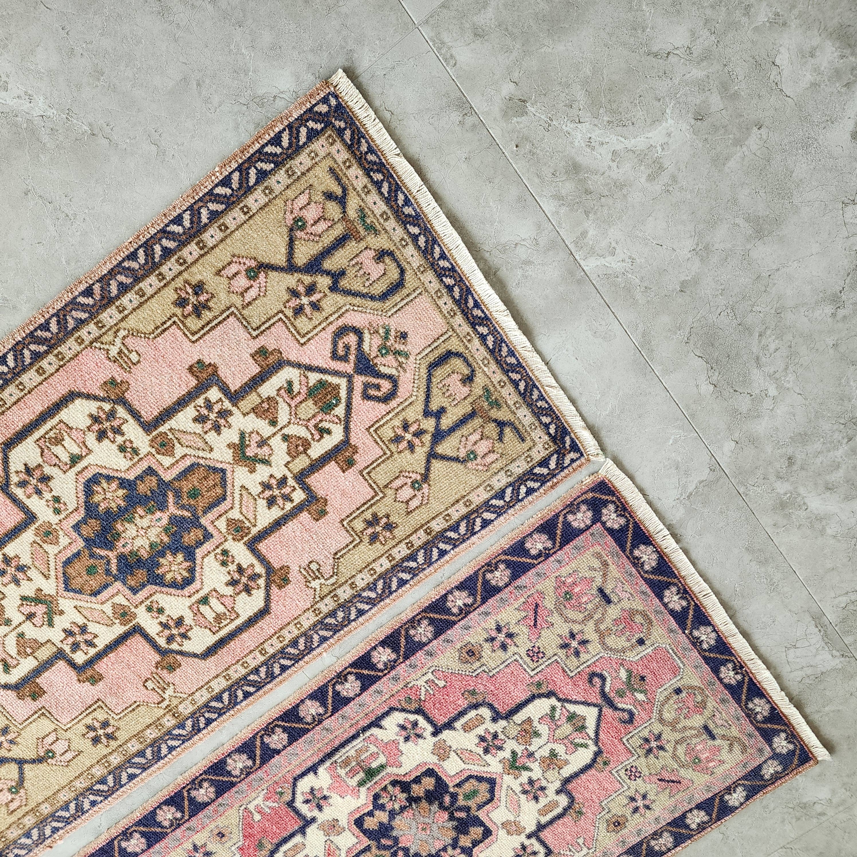 Vintage Oushak Yastik Rugs Set of 2 | 22'' x 40''