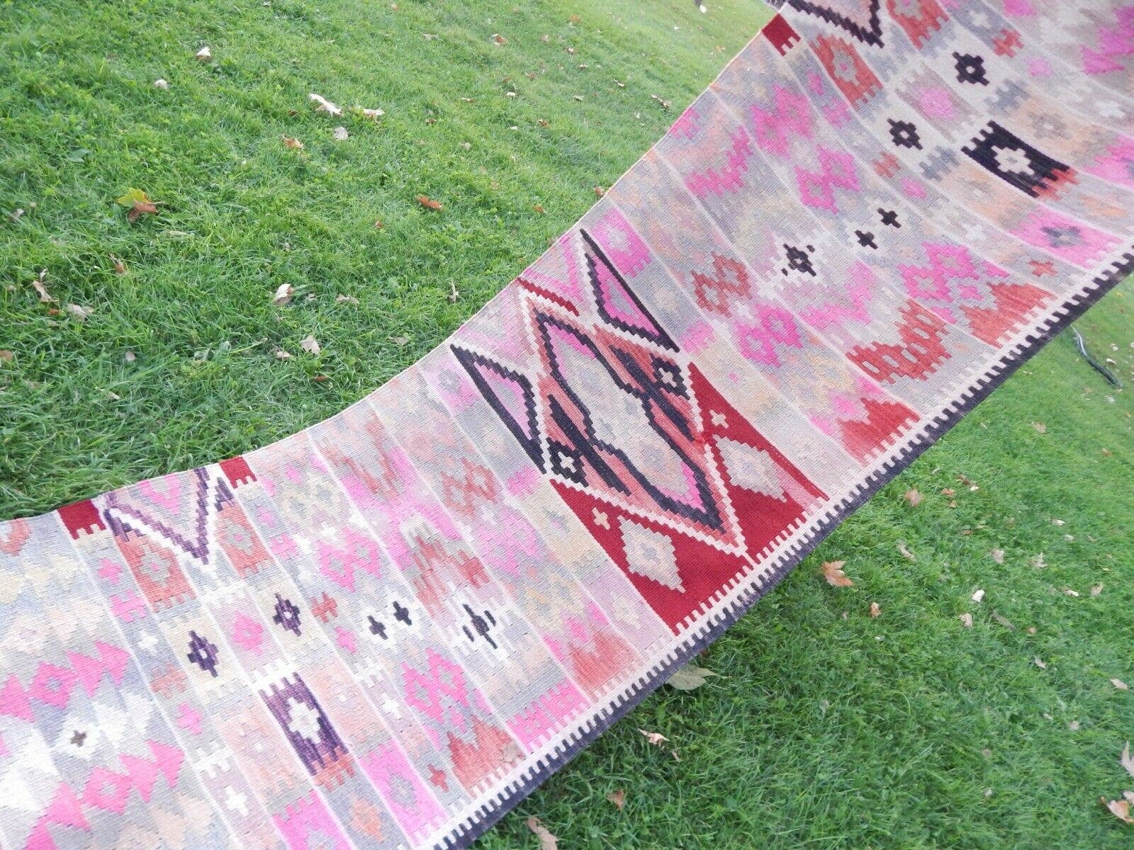 Vintage Turkish Kilim Runner 2'7'' x 10'7''