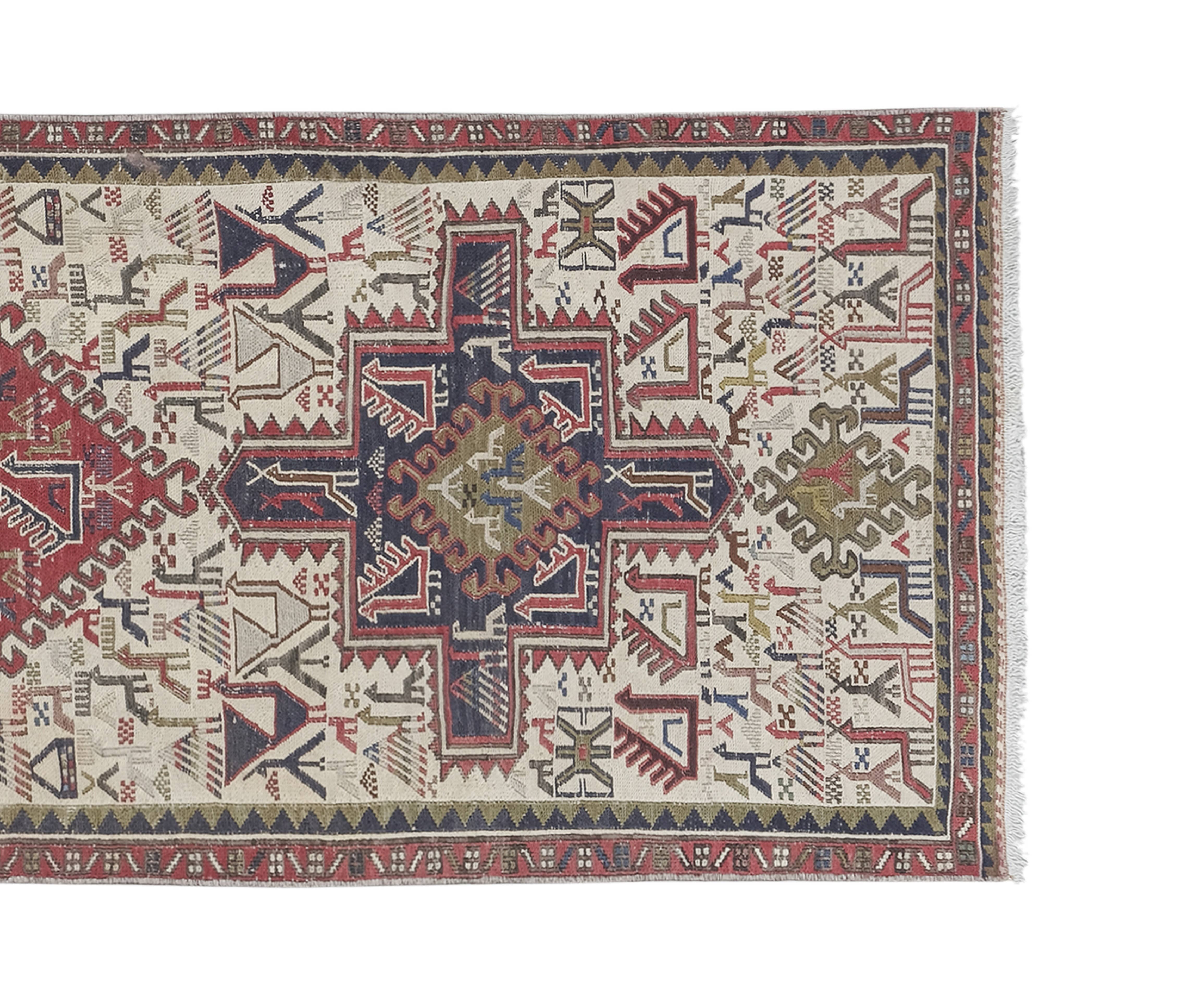 Vintage Turkish Soumac Kilim Rug 2'4'' x 6'4''