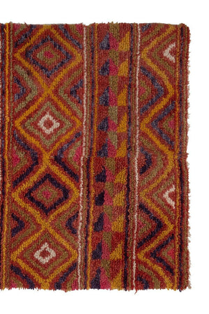 Vintage Checkered Turkish Tulu Rug 3'10'' x 5'4''