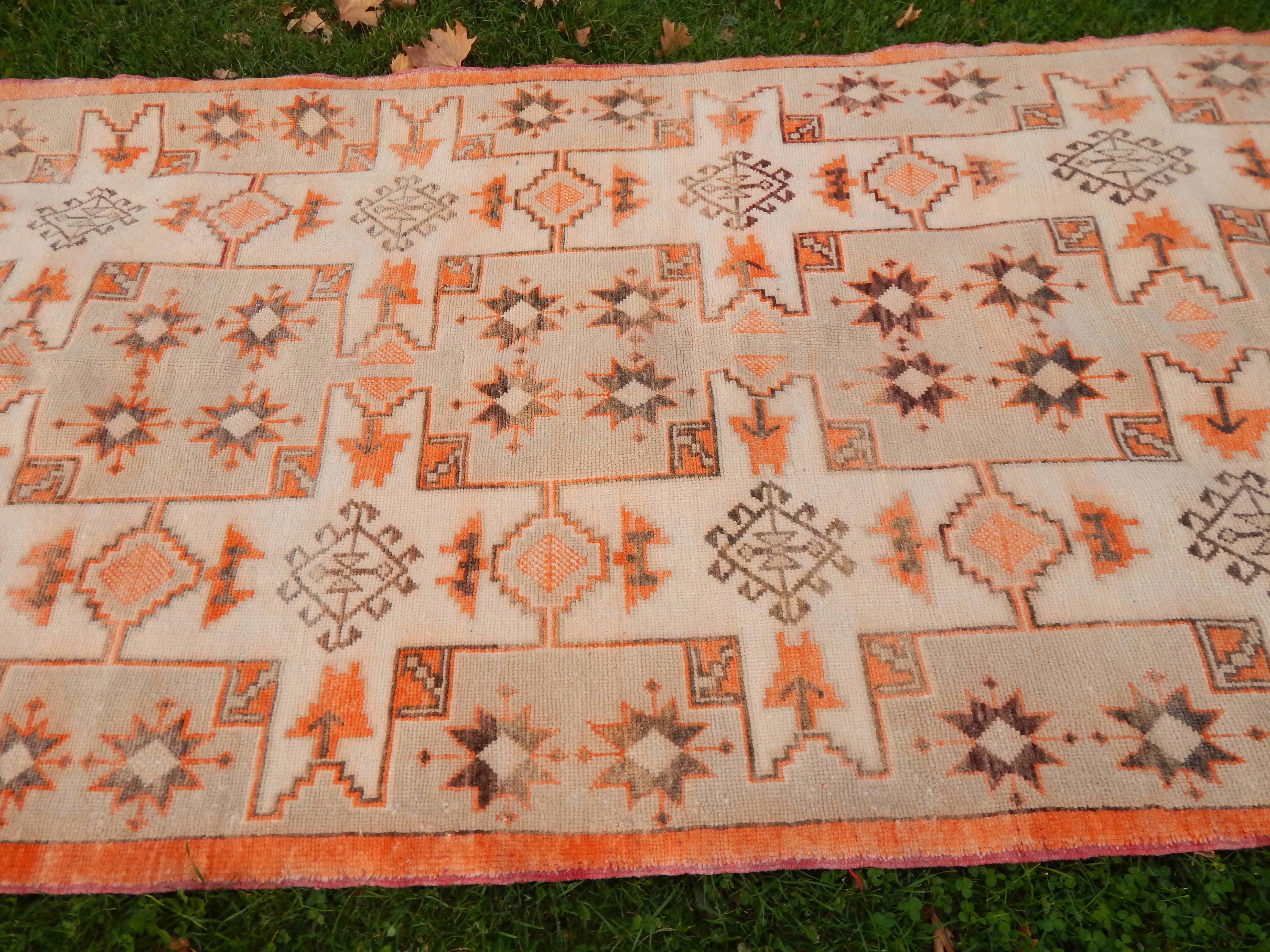 Vintage Turkish Tashpinar Oushak Rug 4'2'' x 8'6''