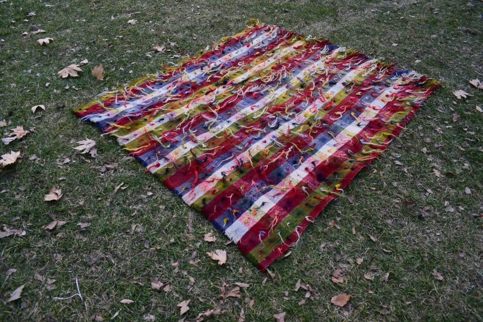 Vintage Turkish Shaggy Tulu Rug 4'3'' x 4'11''