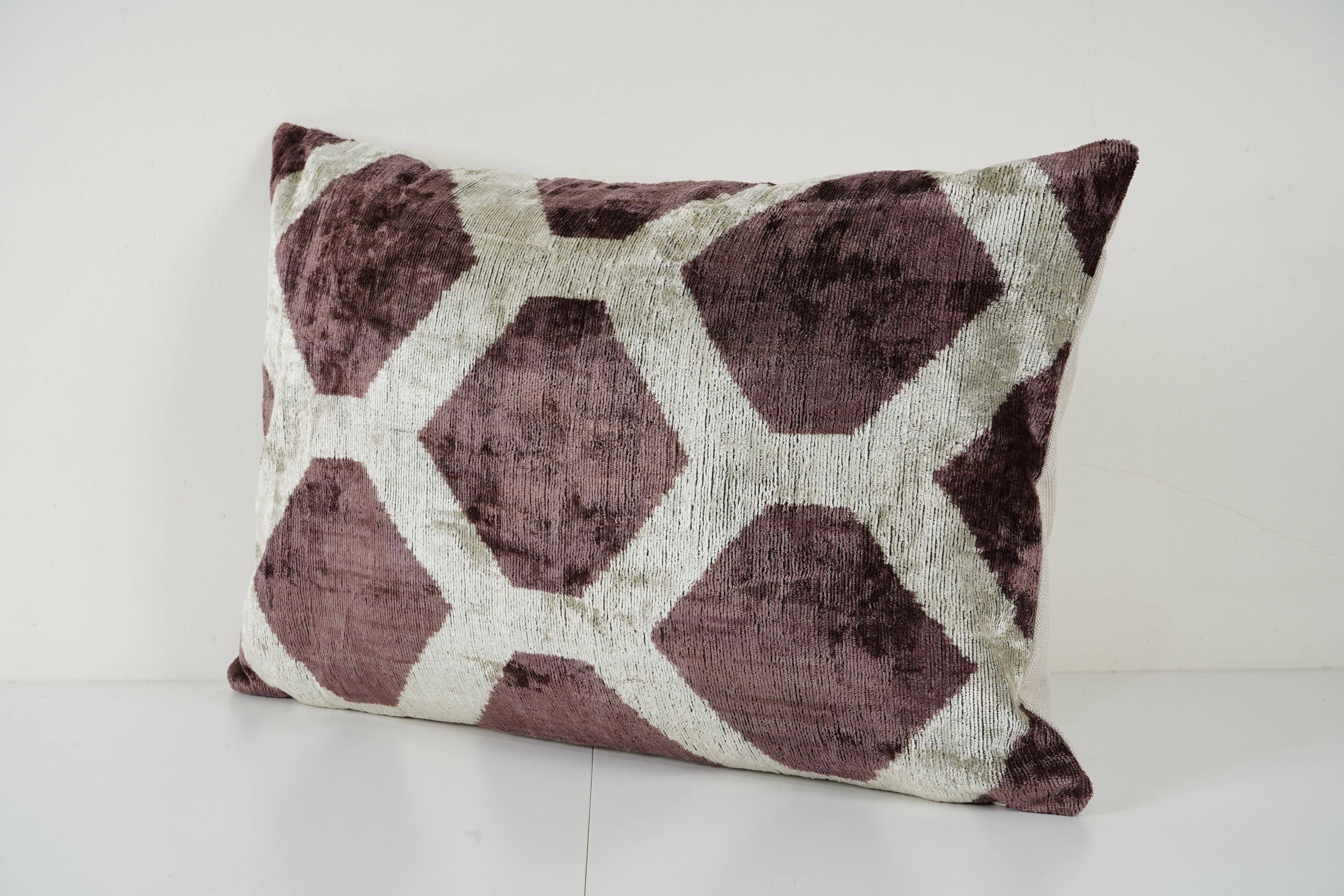 Silk Ikat Velvet Pillow Cover | 16'' x 24''