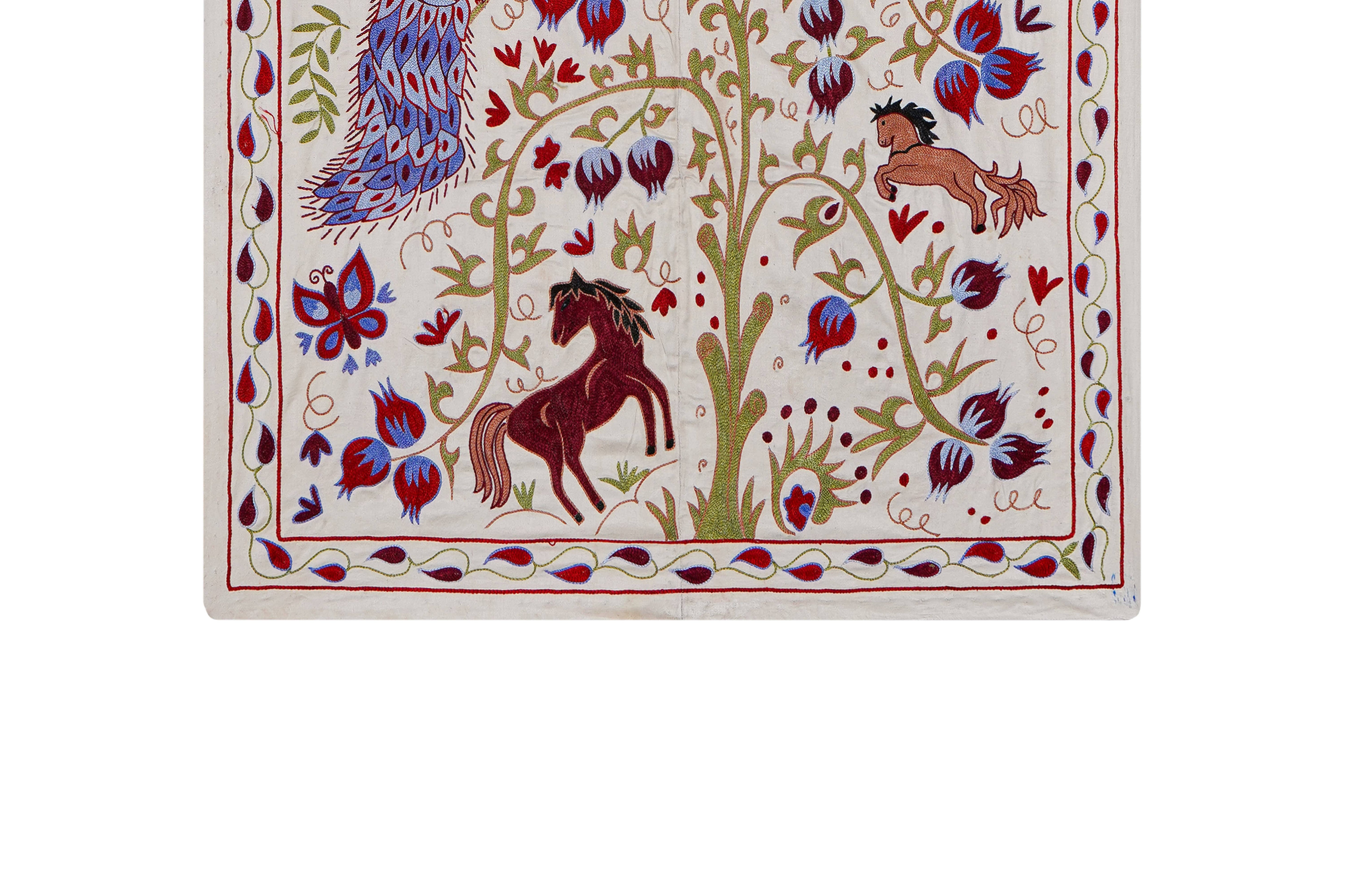 Peacock Suzani Wall Hanging & Bedspread | 3'6'' x 6'