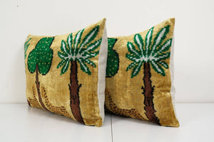Silk Ikat Velvet Pillow Cover Set of 2 | 16'' x 24''