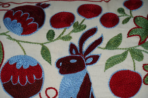 Deer Suzani Bedding Pillow Cover | 18'' x 34''