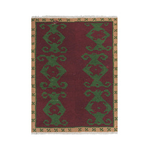 Vintage Checkered Turkish Tulu Rug 4' x 5'1''
