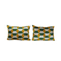 Silk Ikat Velvet Pillow Cover Set of 2 | 15'' x 22''