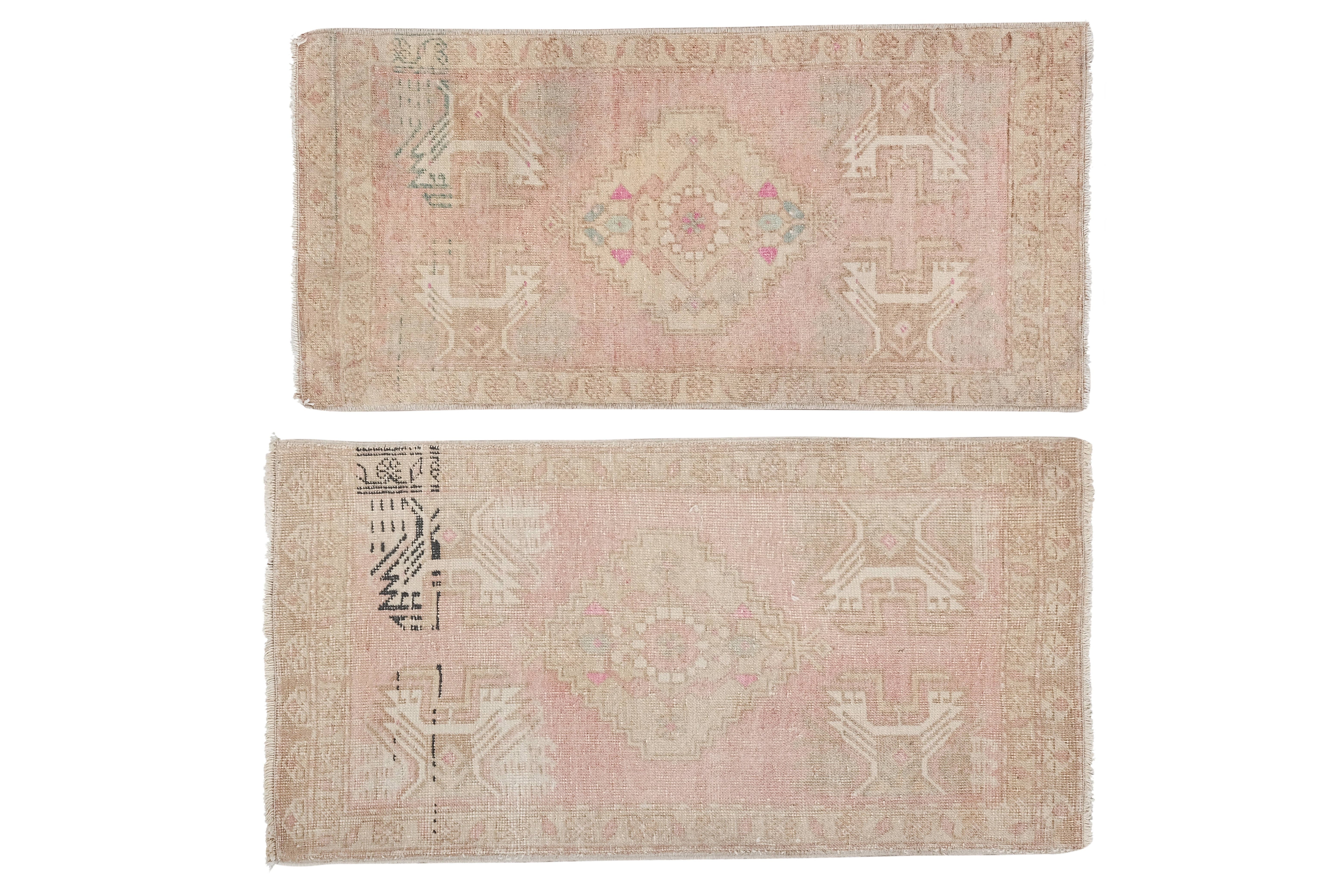 Vintage Turkish Yastik Rugs Set of 2 | 20'' x 39''