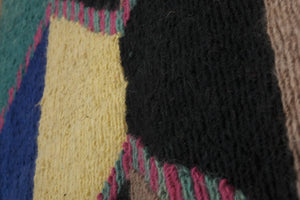 Vintage Checkered Turkish Shaggy Tulu Rug 49'' x 56''