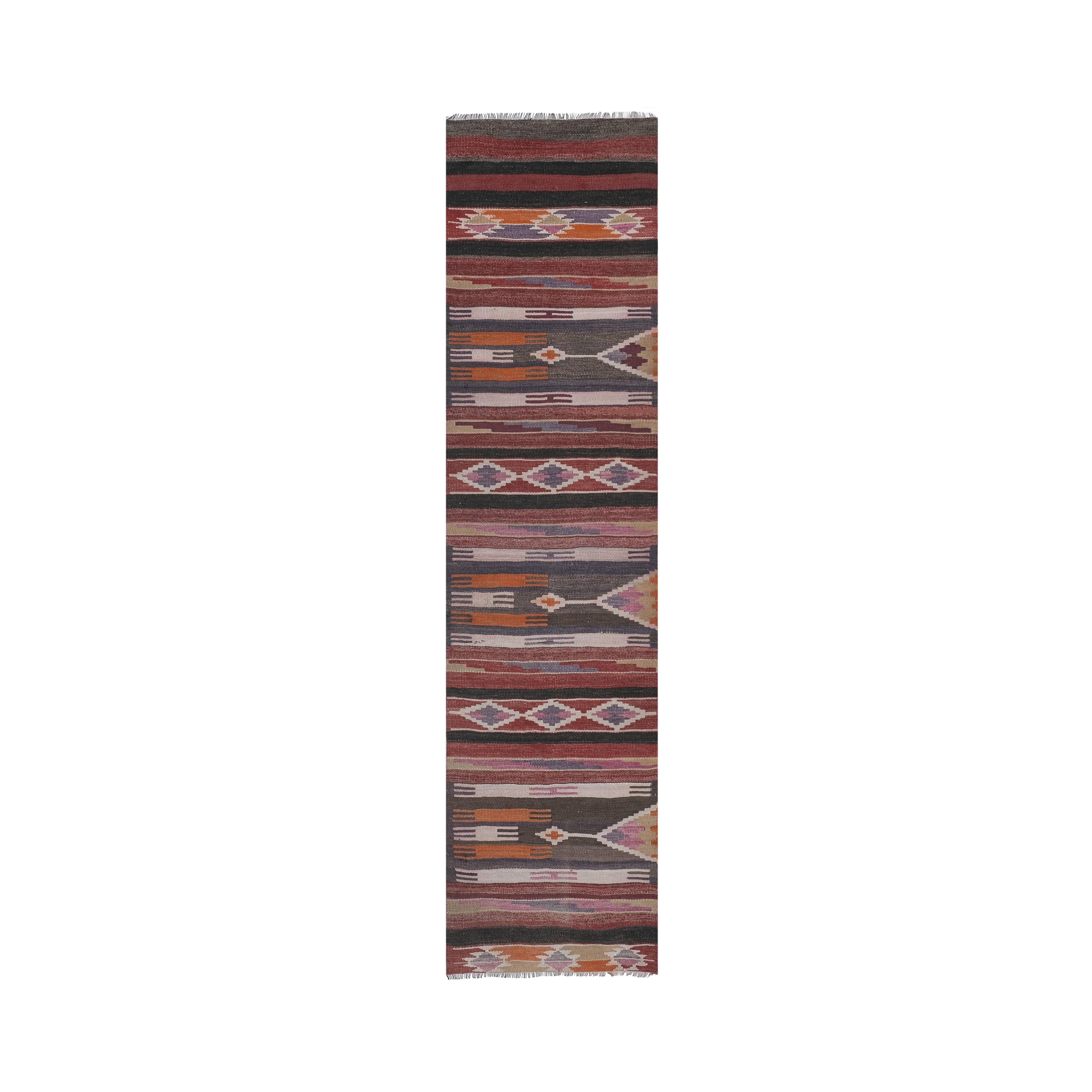 Vintage Turkish Kilim Runner 2'7'' x 10'6''