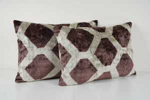 Silk Ikat Velvet Pillow Cover Set of 2 | 16'' x 24''