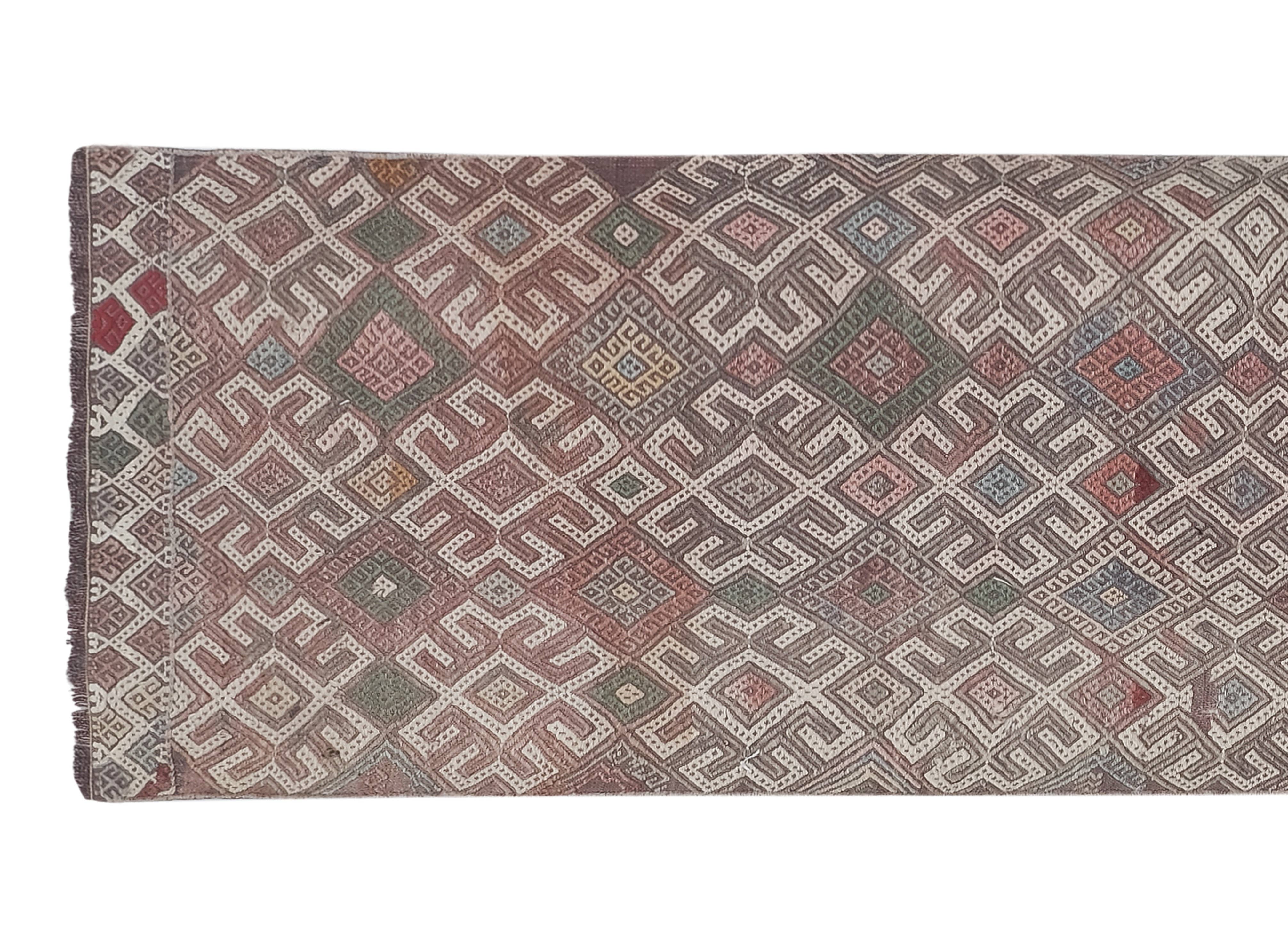 Vintage Turkish Kilim Runner 2'4'' x 8'10''