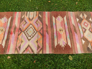 Vintage Kurdish Kilim Runner 2'7'' x 9'9''