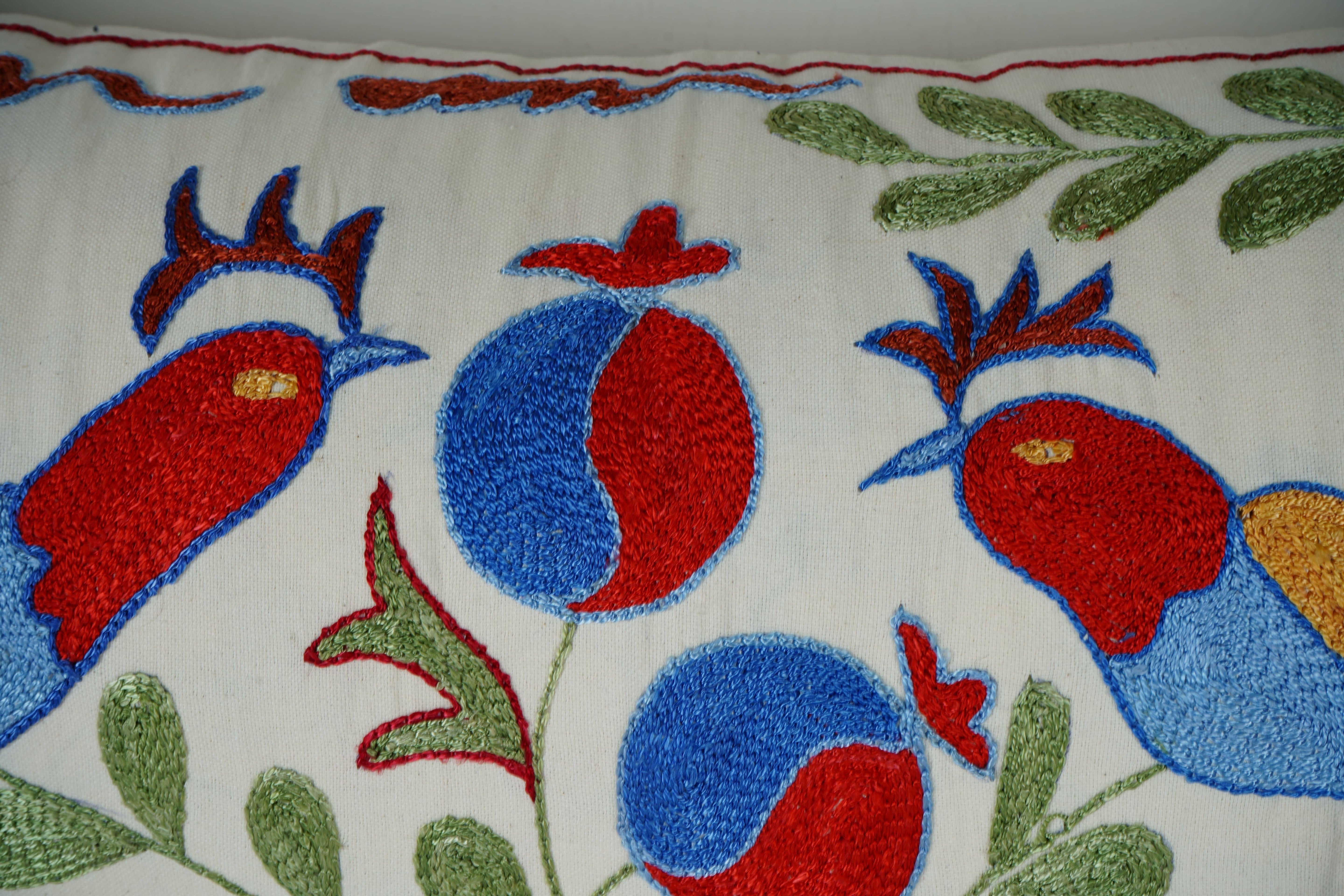 Bird Suzani Bedding Pillow Cover | 16'' x 35''