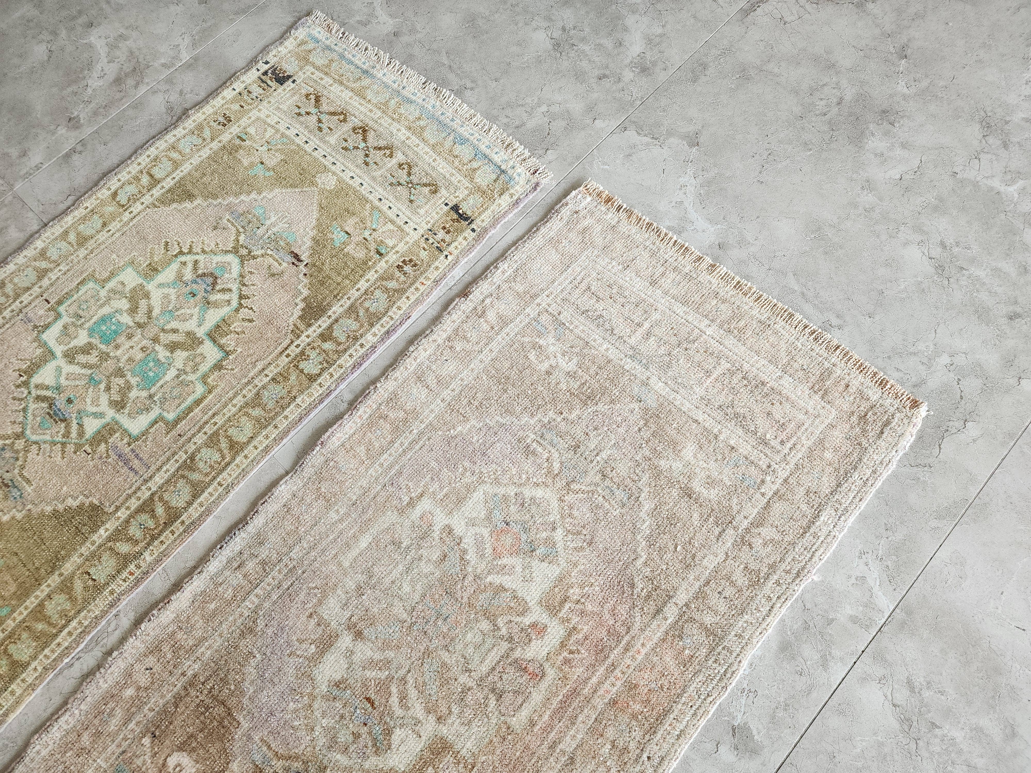 Vintage Turkish Yastik Rugs Set of 2 | 20'' x 39''