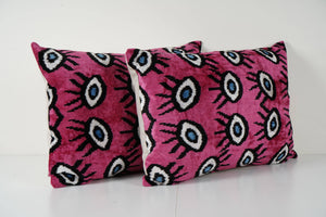 Silk Ikat Velvet Pillow Cover Set of 2 | 16'' x 24''