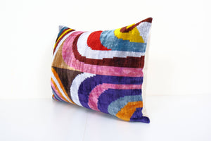 Silk Ikat Velvet Pillow Cover Set of 2 | 15'' x 23''