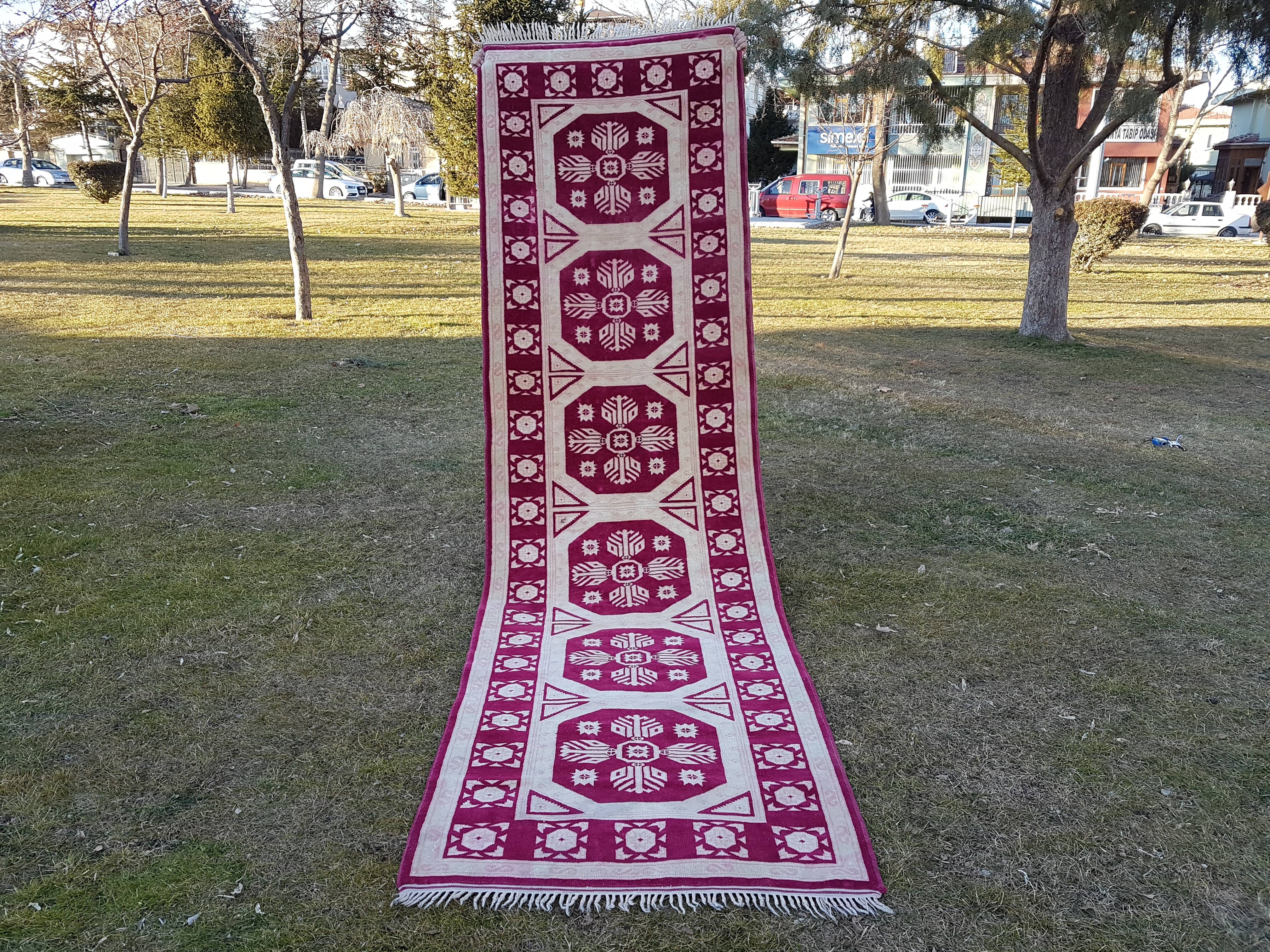 Vintage Kurdish Runner Rug 3'4'' x 12'2''