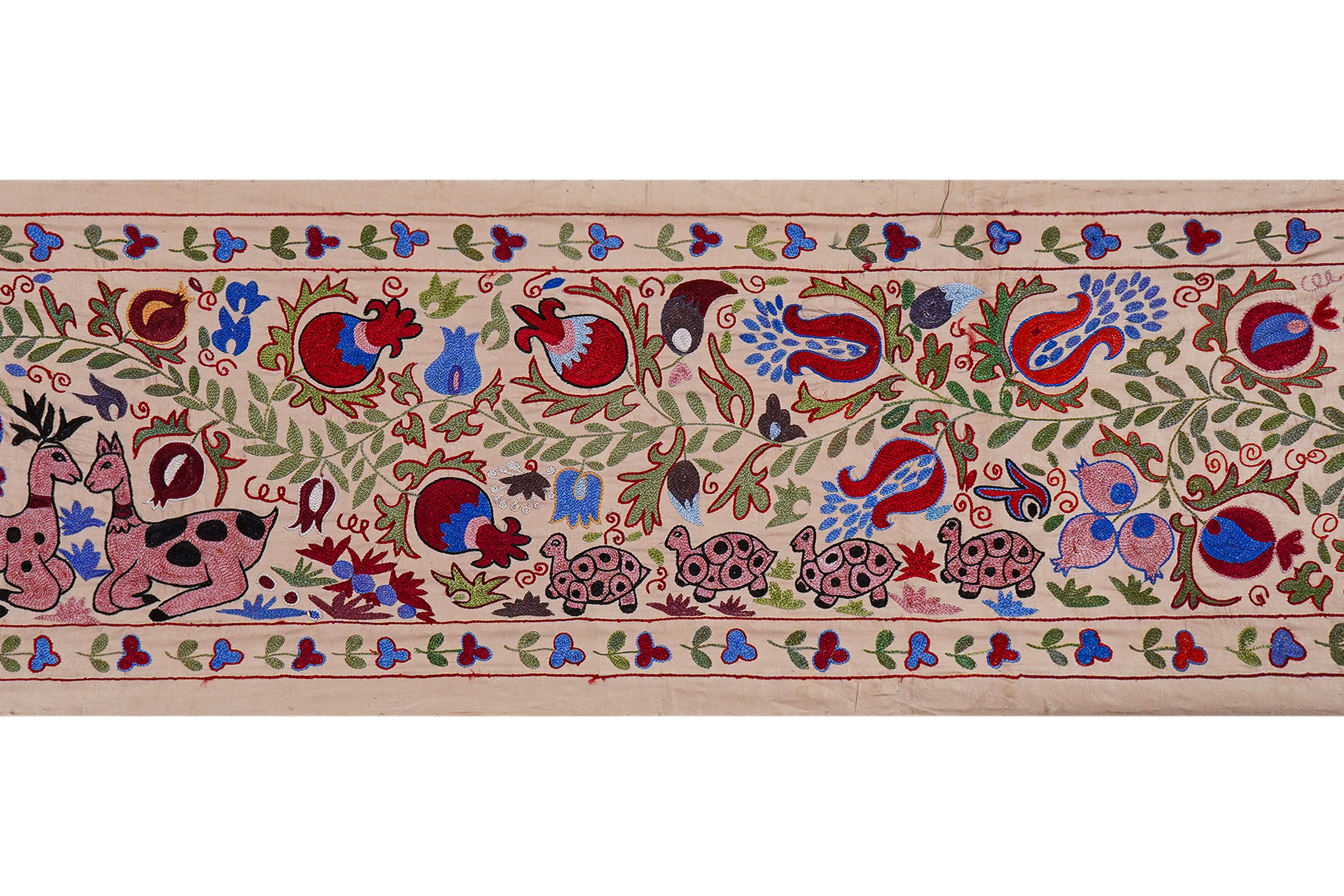 Hand-Embroidered Suzani Table Runner 1'8'' x 6'3''