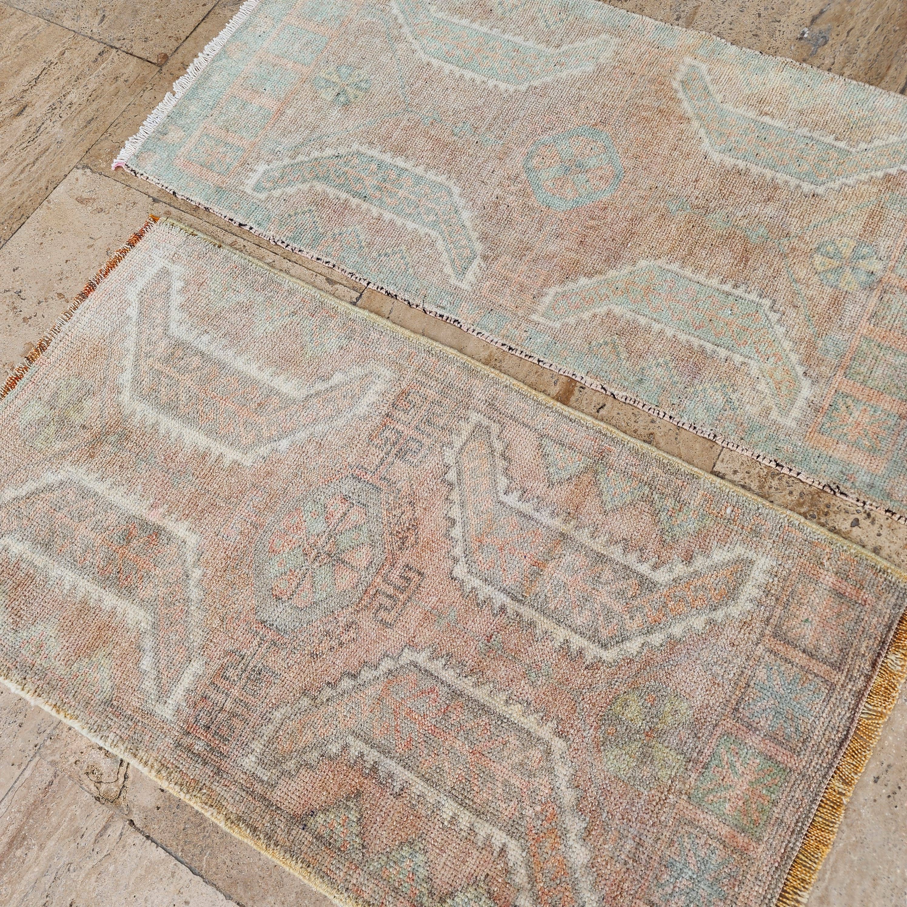 Vintage Turkish Yastik Rugs Set of 2 | 20'' x 37''