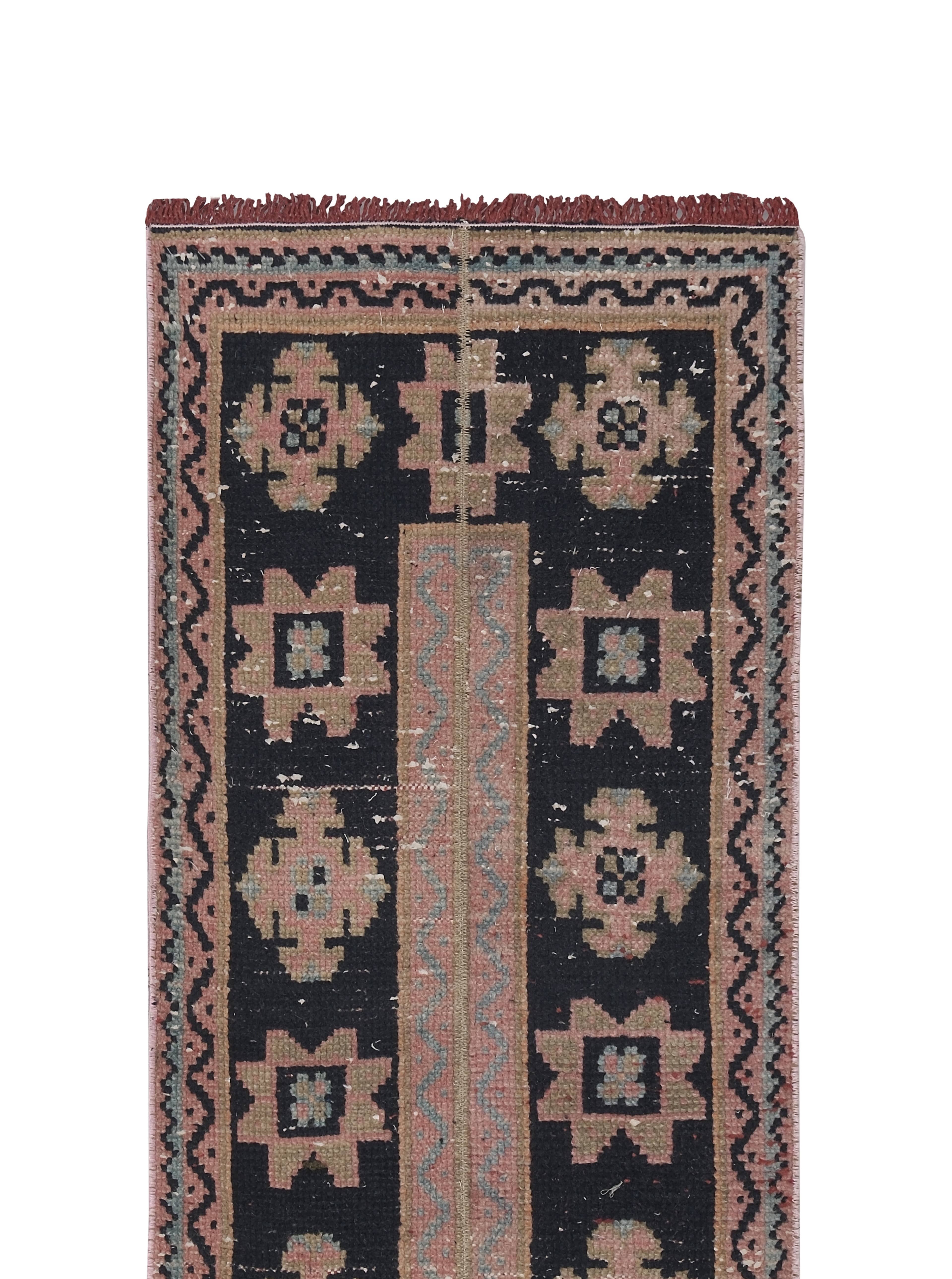 Vintage Turkish Karapinar Runner Rug 1'7'' x 22'3''