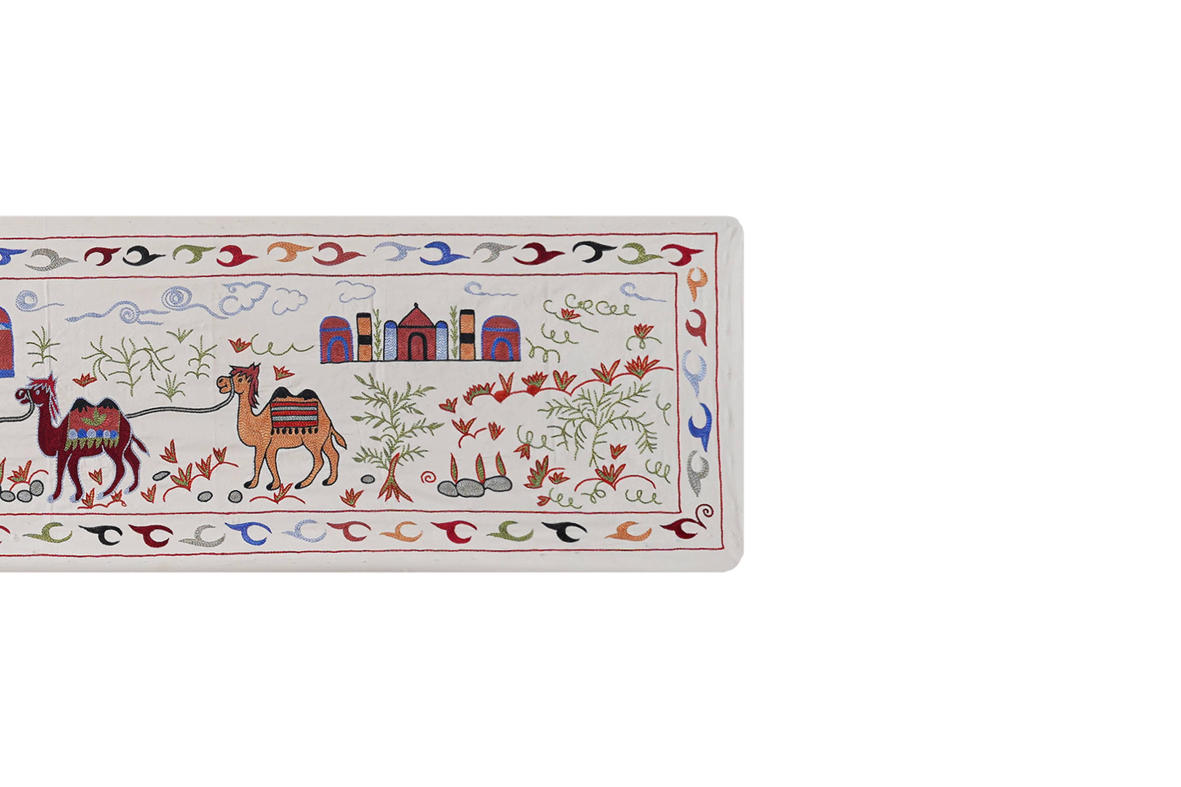 Hand-Embroidered Vintage Textile | 3'5'' x 6'4'' Camel