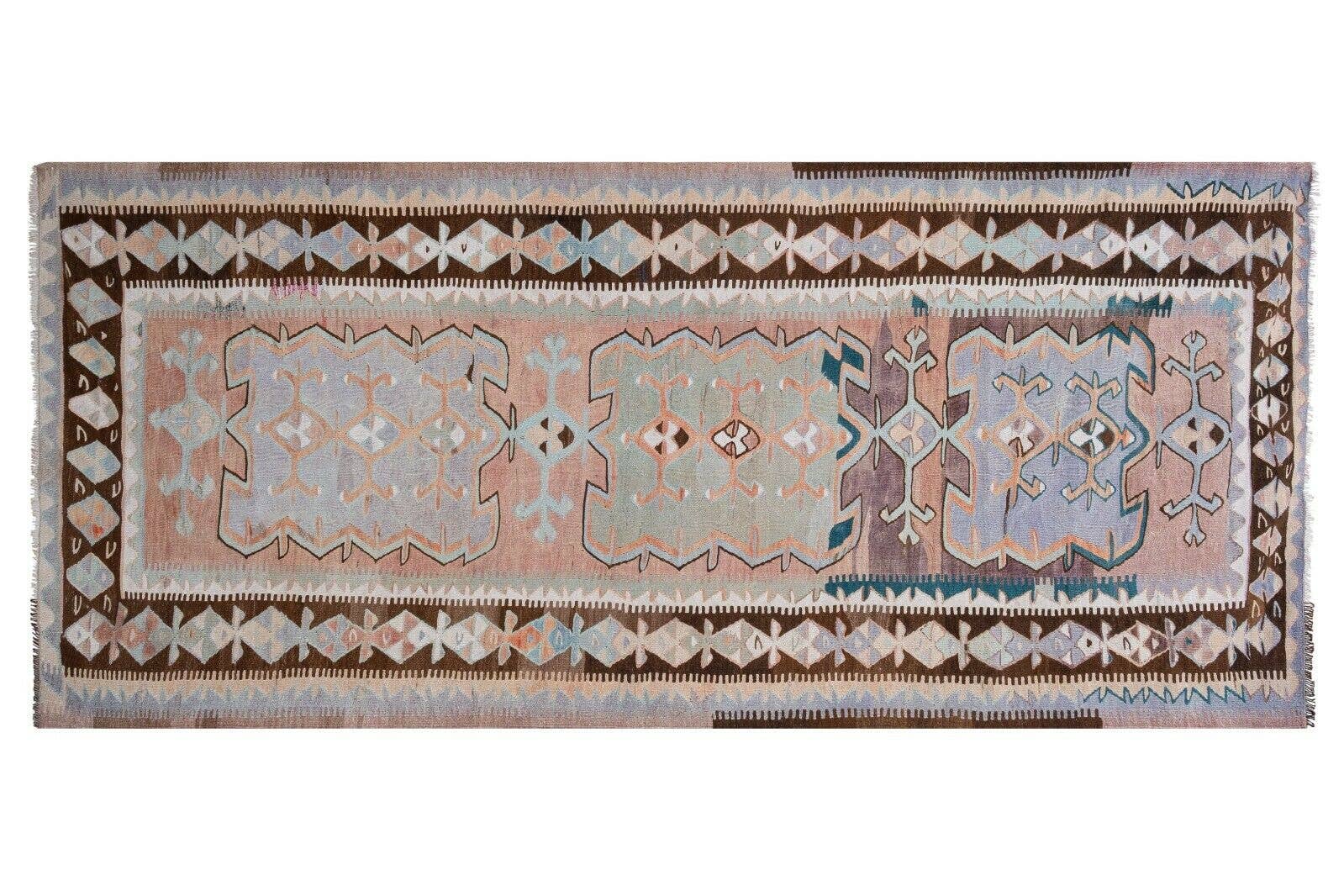 Vintage Turkish Kilim Rug 5'1'' x 11'10''