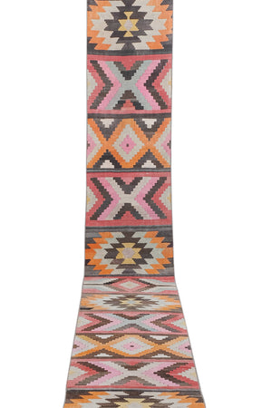Vintage Turkish Kilim Runner 2'4'' x 21'6''