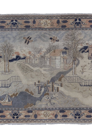 Hand-Embroidered Vintage Textile 43'' x 57''