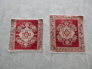 Vintage Turkish Yastik Rugs Set of 2 | 24'' x 24''
