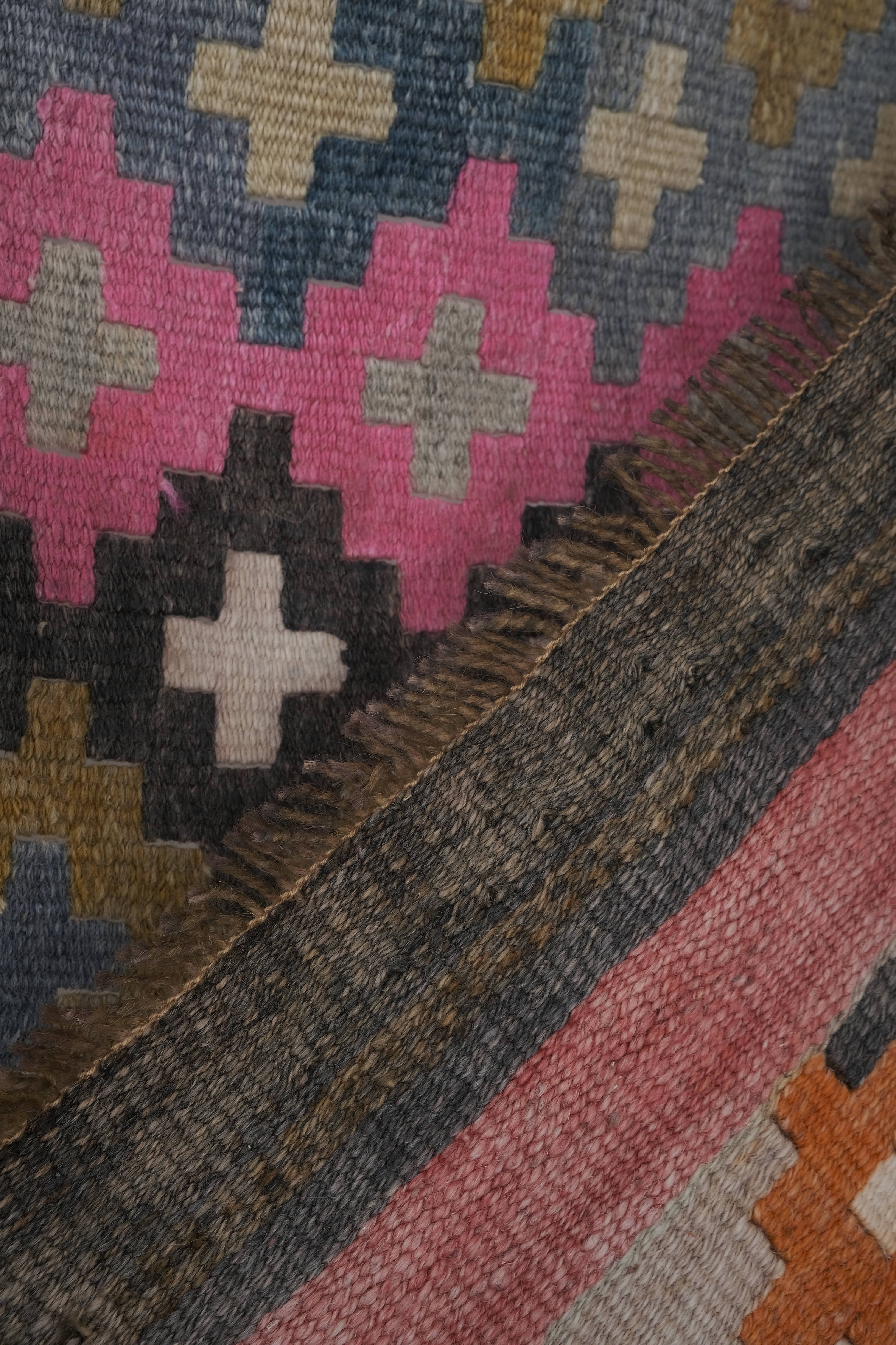 Vintage Turkish Kilim Runner 2'6'' x 12'2''