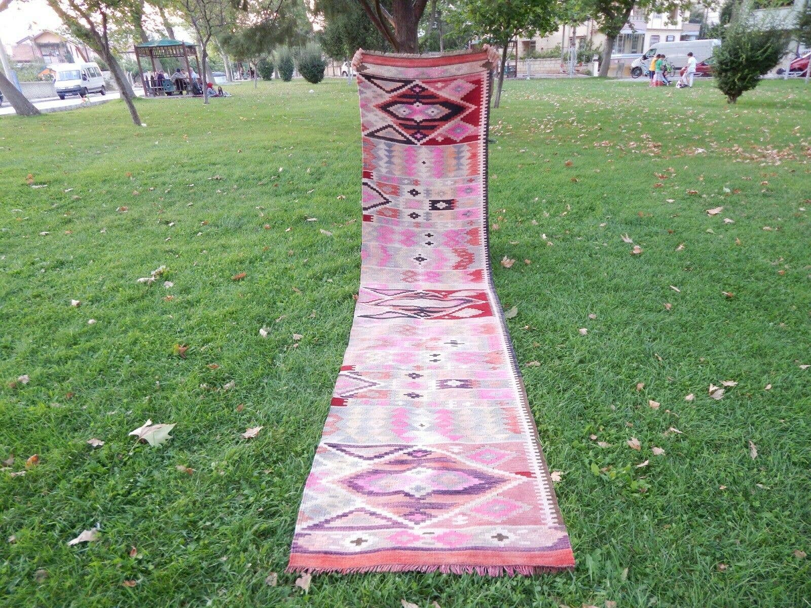 Vintage Turkish Kilim Runner 2'7'' x 10'7''
