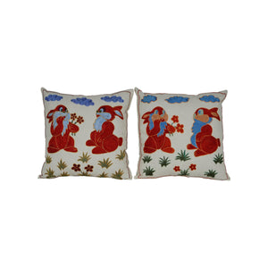 Bunny Suzani Pillow Cover Set of 2 | 19'' x 19''