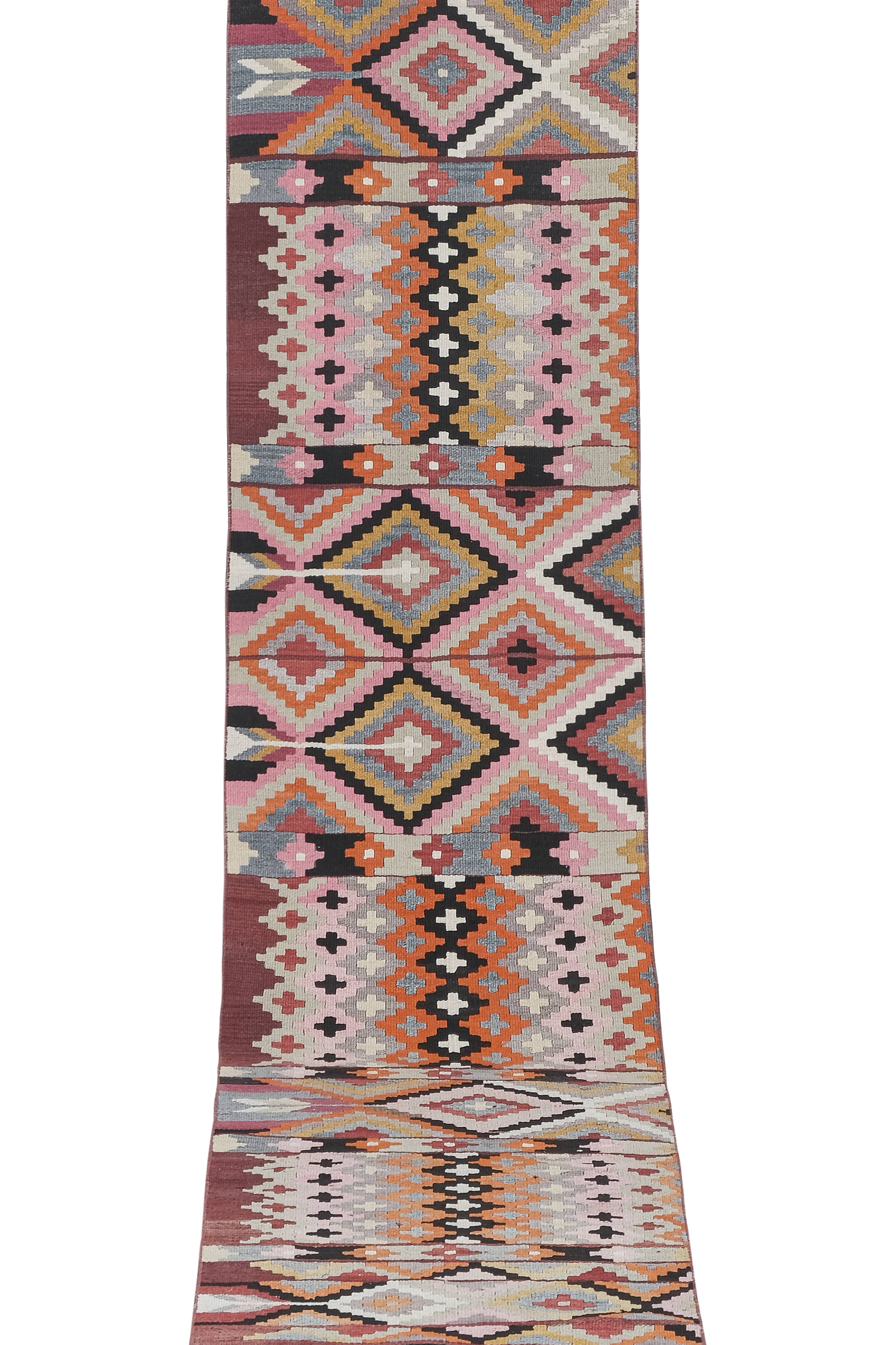 Vintage Turkish Kilim Runner 2'6'' x 14'7''