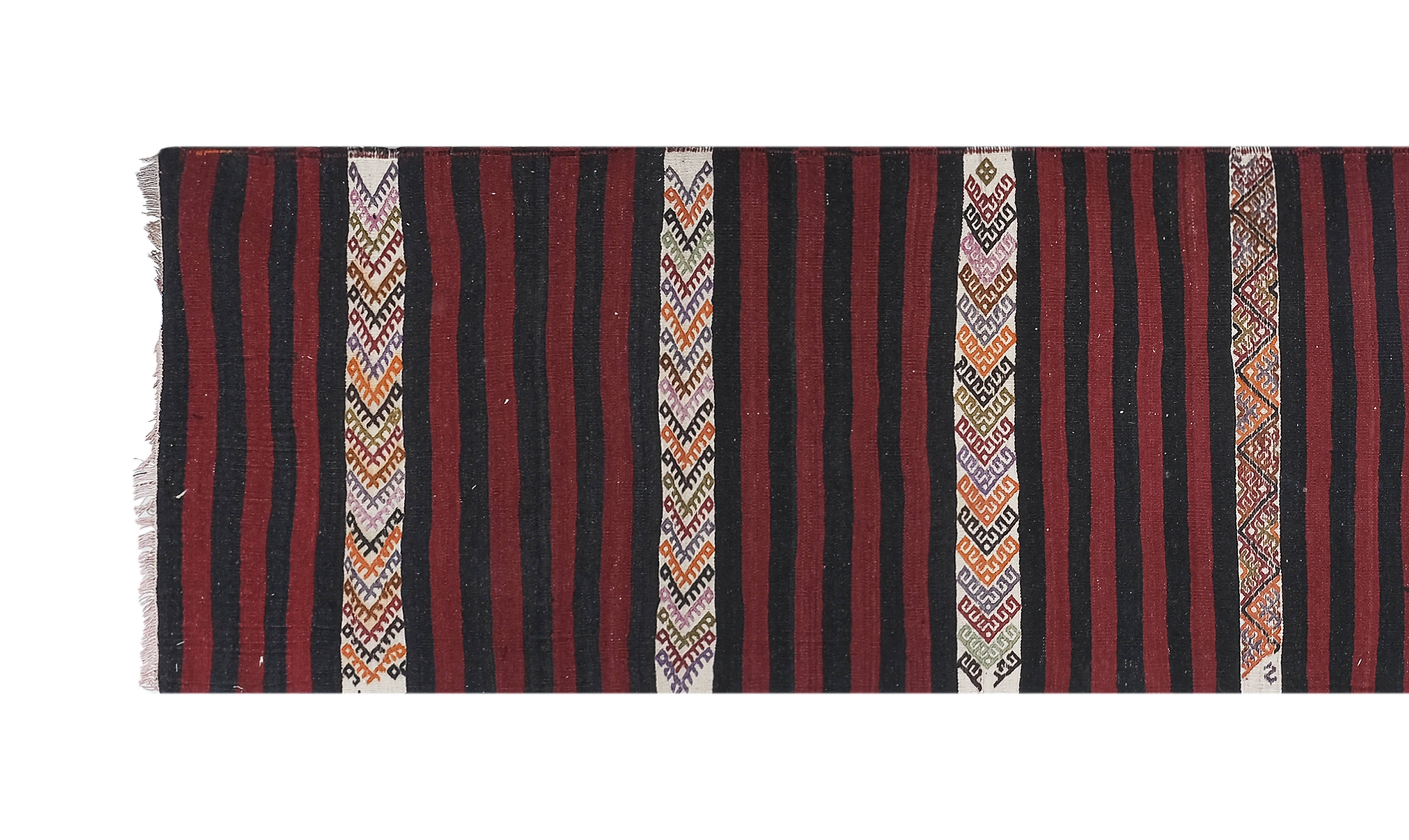 Vintage Turkish Kilim Runner 2'3'' x 10'2''