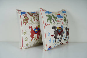 Camel Suzani Pillow Cover Set of 2 | 19'' x 19''
