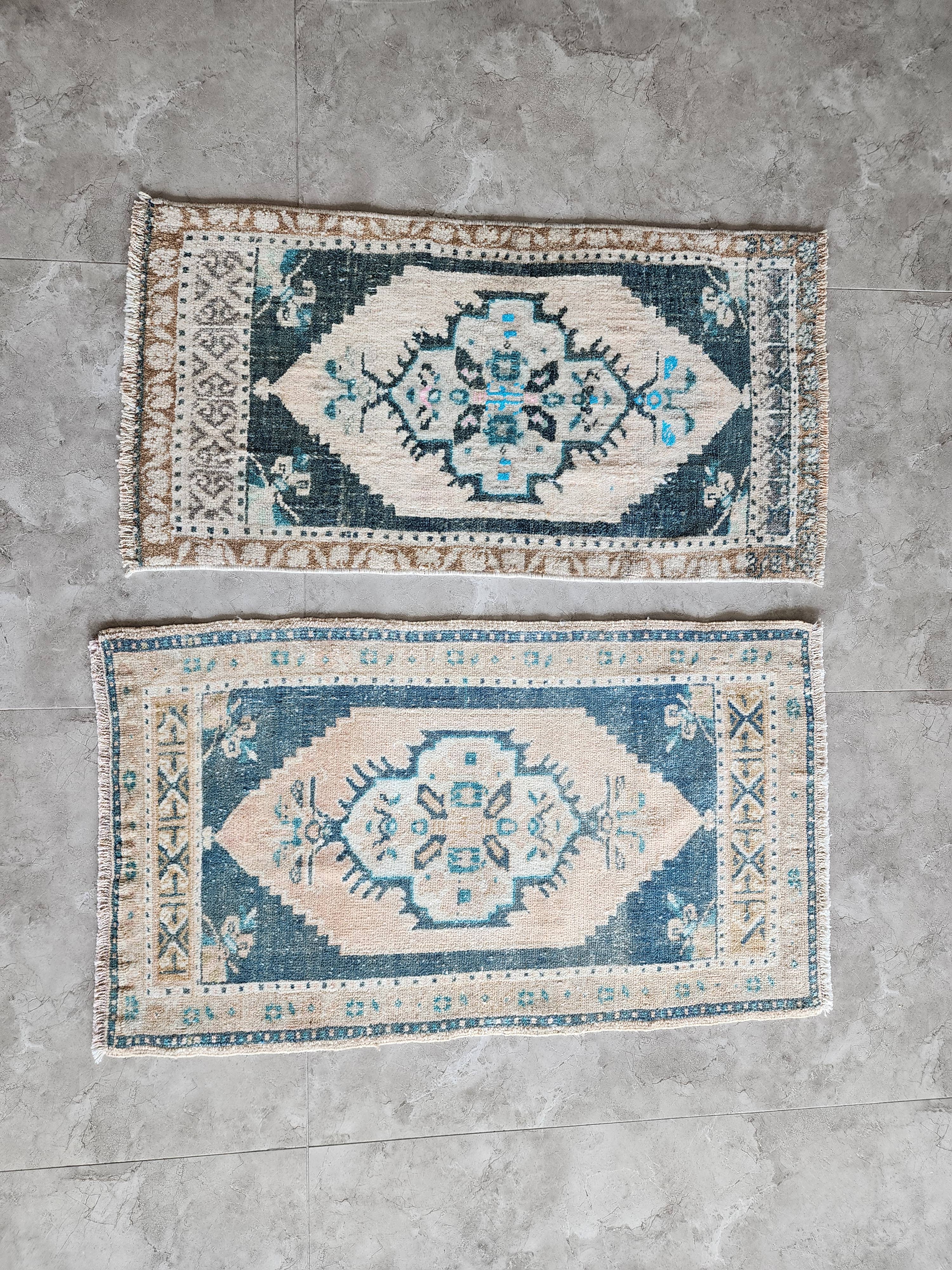 Vintage Turkish Yastik Rugs Set of 2 | 20'' x 38''
