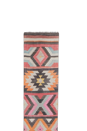 Vintage Turkish Kilim Runner 2'4'' x 21'6''