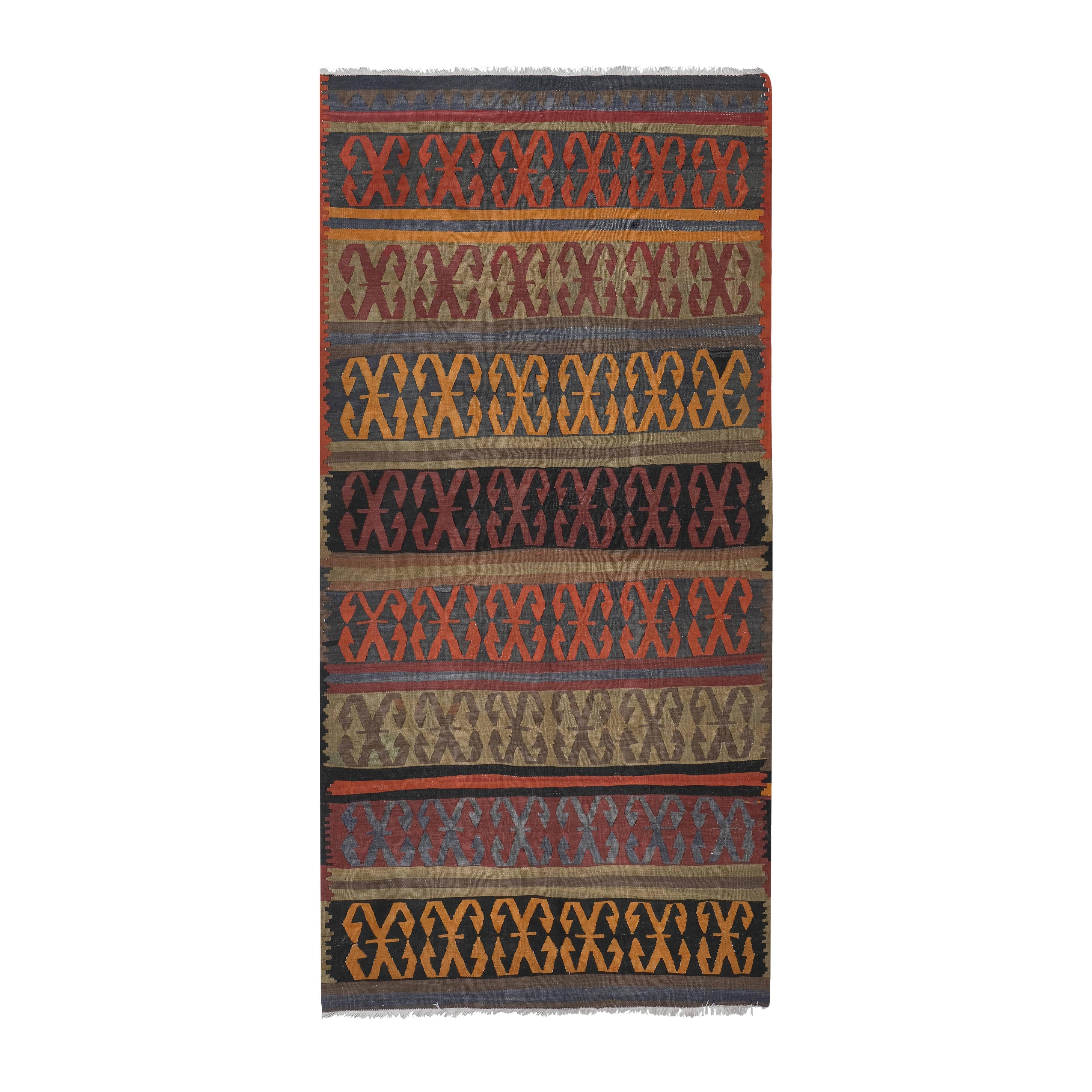 Vintage Turkish Konya Kilim Runner 4'11'' x 10'1''