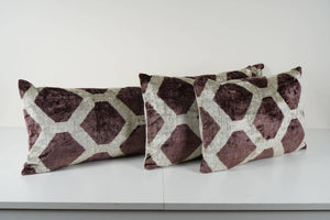 Silk Ikat Velvet Pillow Cover Set of 3 | 16'' x 24''