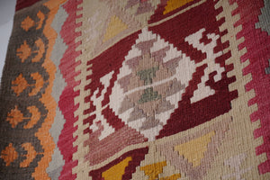Vintage Turkish Kilim Runner 2'8'' x 16'7''