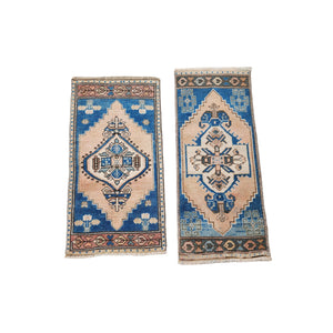 Vintage Turkish Yastik Rugs Set of 2 | 17'' x 39''