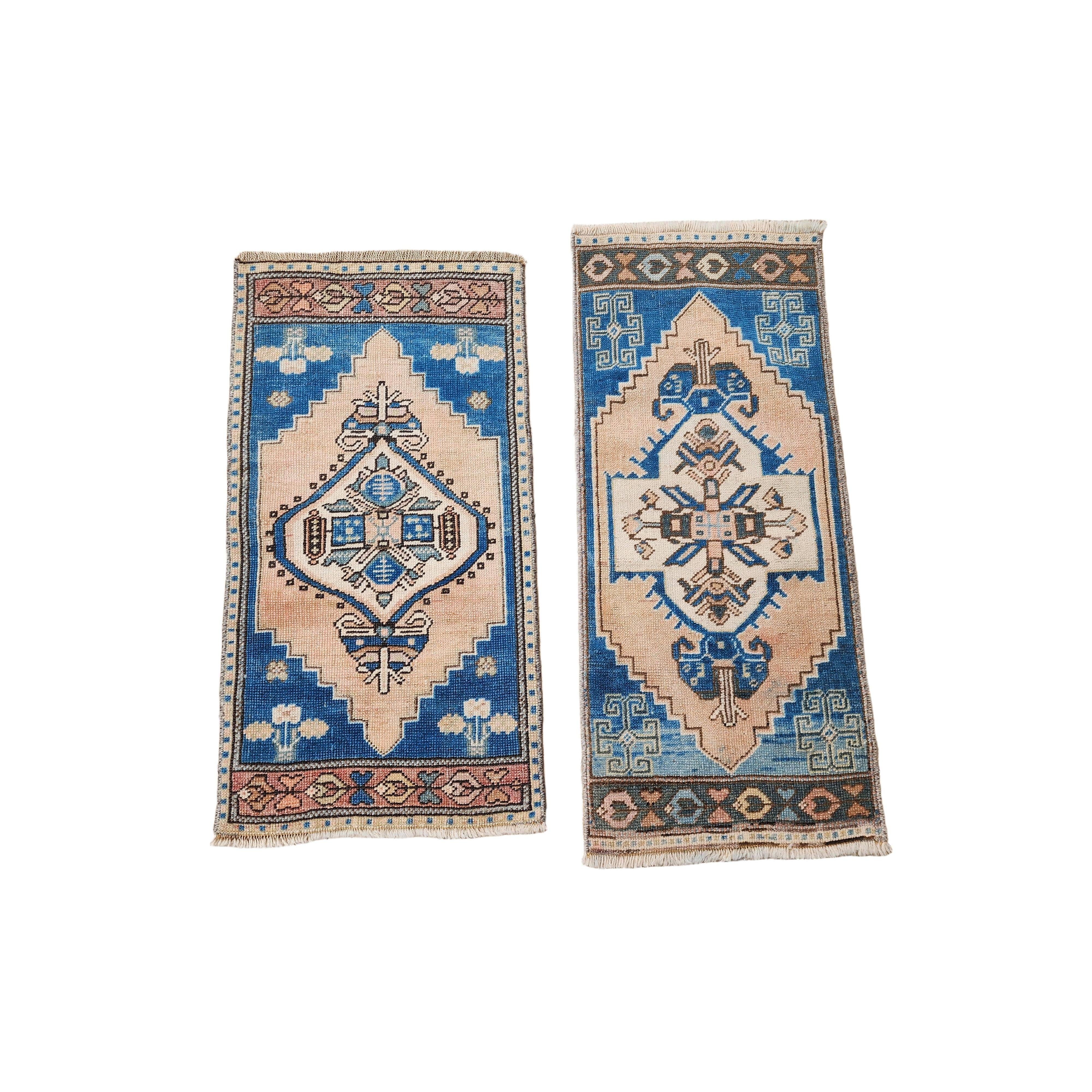 Vintage Turkish Yastik Rugs Set of 2 | 17'' x 39''