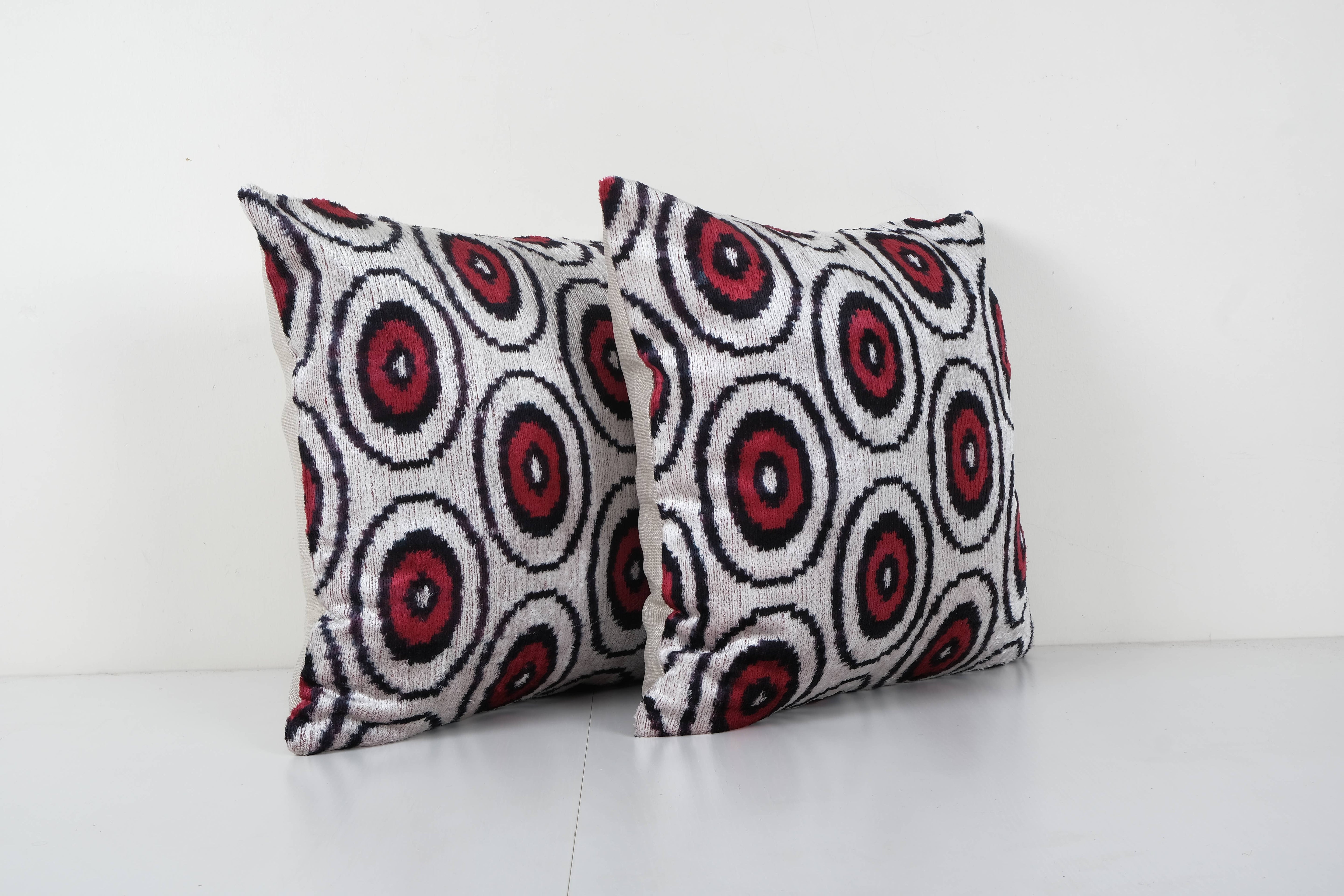 Silk Ikat Velvet Pillow Cover Set of 2 | 18'' x 19''