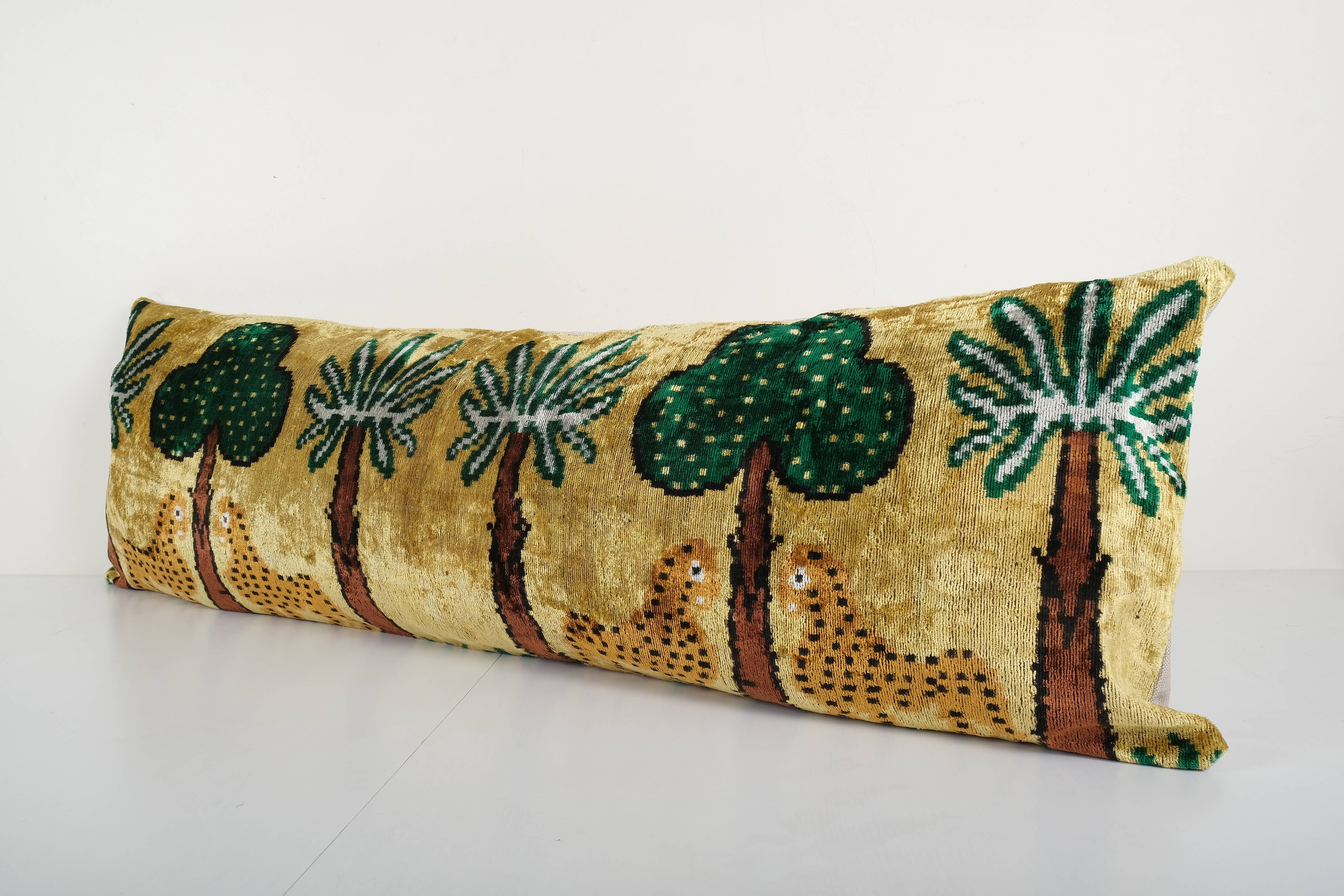 Tiger Silk Ikat Velvet Pillow Cover | 14'' x 48''